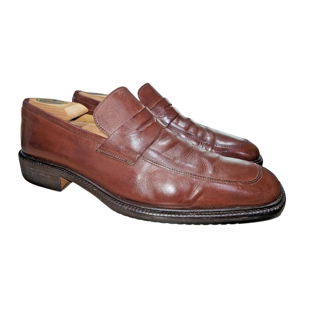 Coach Mackenzie Men's Brown Leather Penny Loafers Dress Shoes Italy Size 10 D